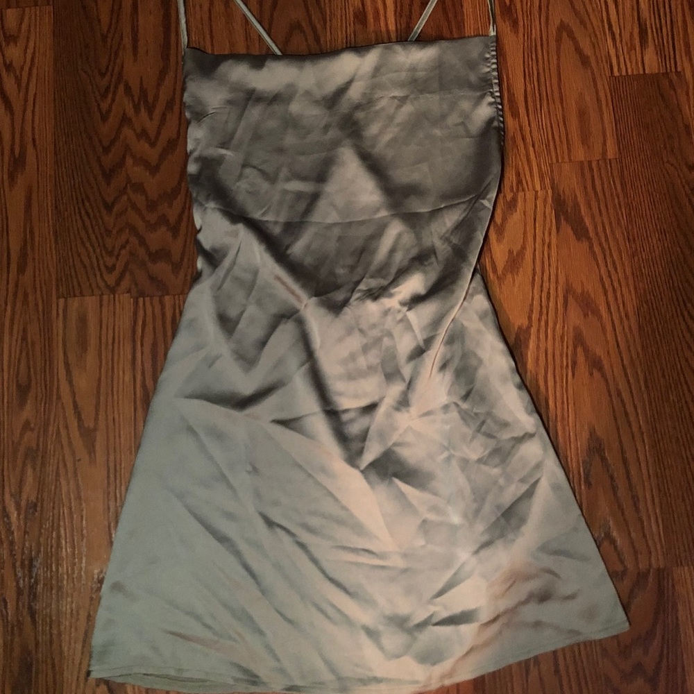 Cowl neck satin shift dress